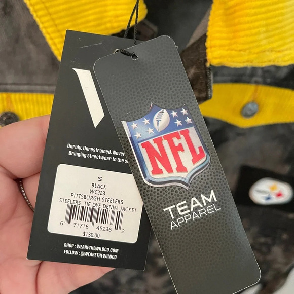 NWT The Wild Collective Official NFL Steeler's Tie Dye Denim Jacket - Picture 9 of 11